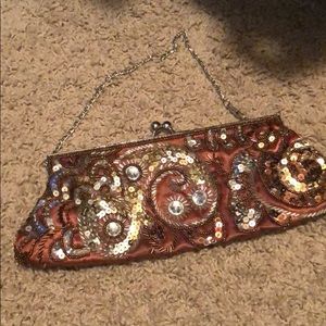 Brown sequins evening bag